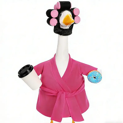 🦢Lady Porch Goose Outfit Bathrobe for 23'' Cement Plastic Porch Goose Statue❤️🤍💙