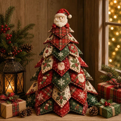 🎄🧵DIY Quilted Christmas Tree Kit – Handmade Fabric Holiday Tabletop Tree Decor