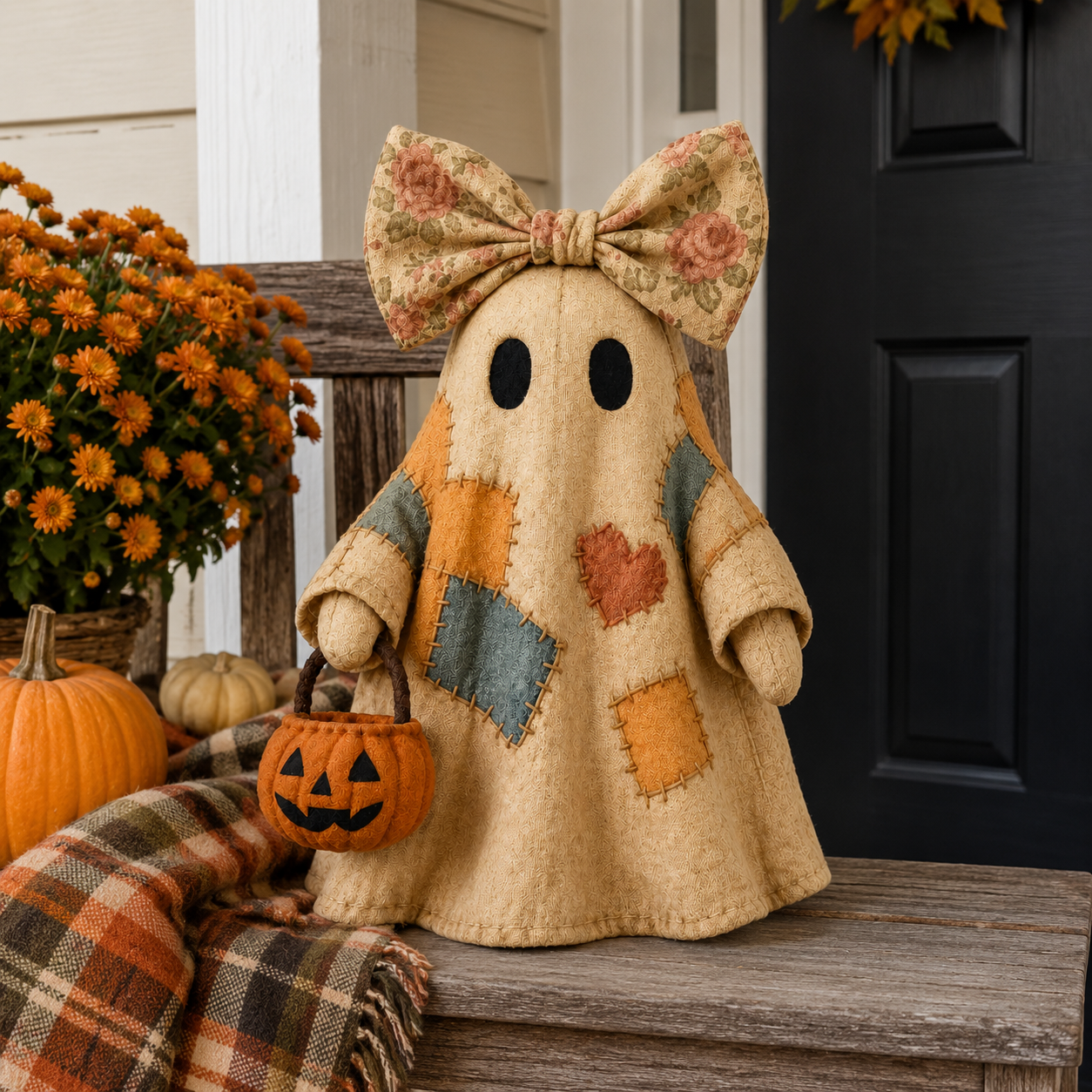 👻Lighted Vintage Patchwork Ghost
