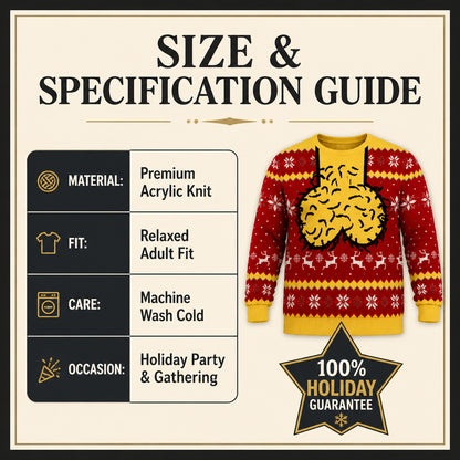 Funny Brain Ugly Christmas Sweater for Men – Festive Holiday Novelty PulloverFunny Brain Ugly Christmas Sweater for Men – Festive Holiday Novelty Pullover