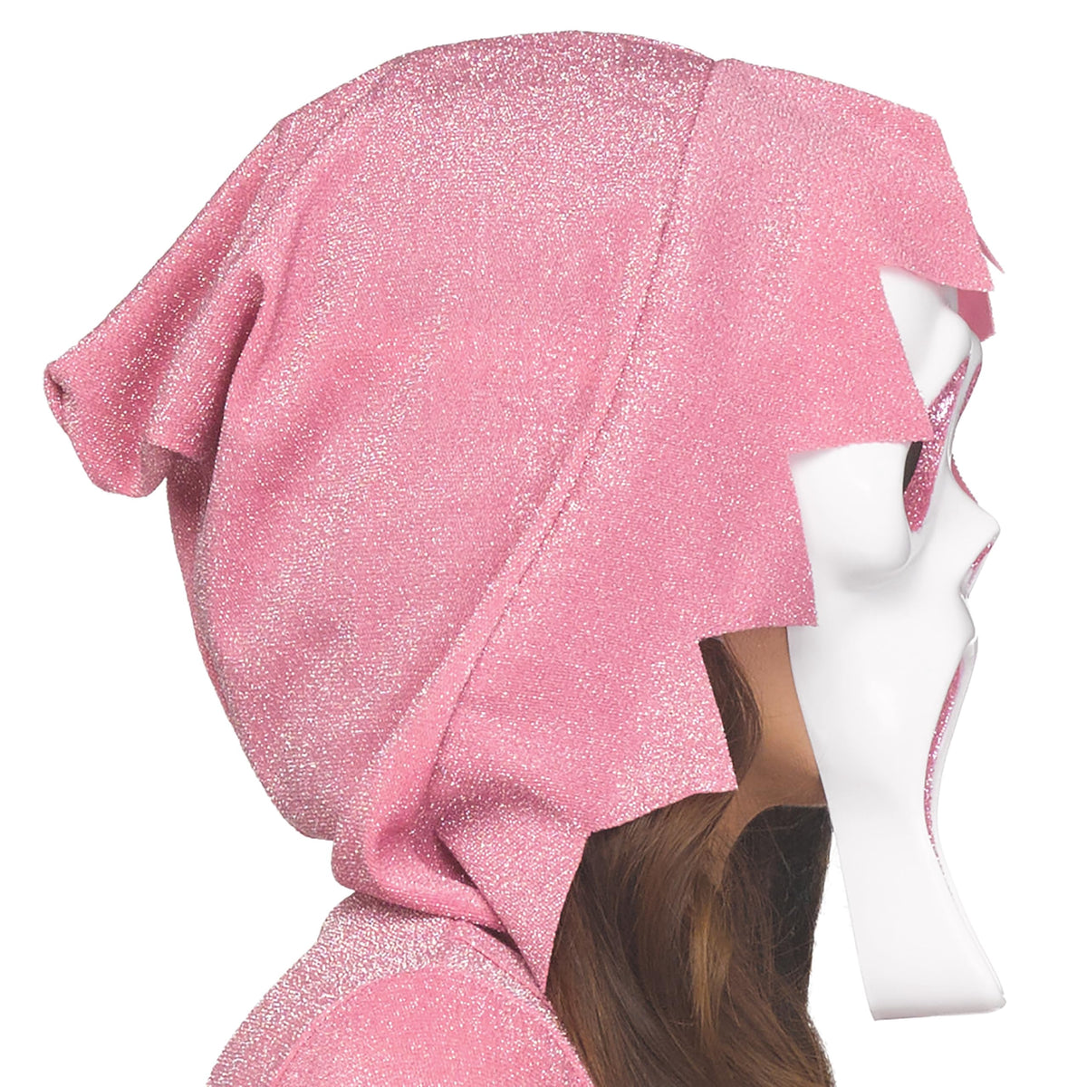 Pink Glitter Ghost Costume | Hooded Dress &Screaming Mask (Kids & Adult)