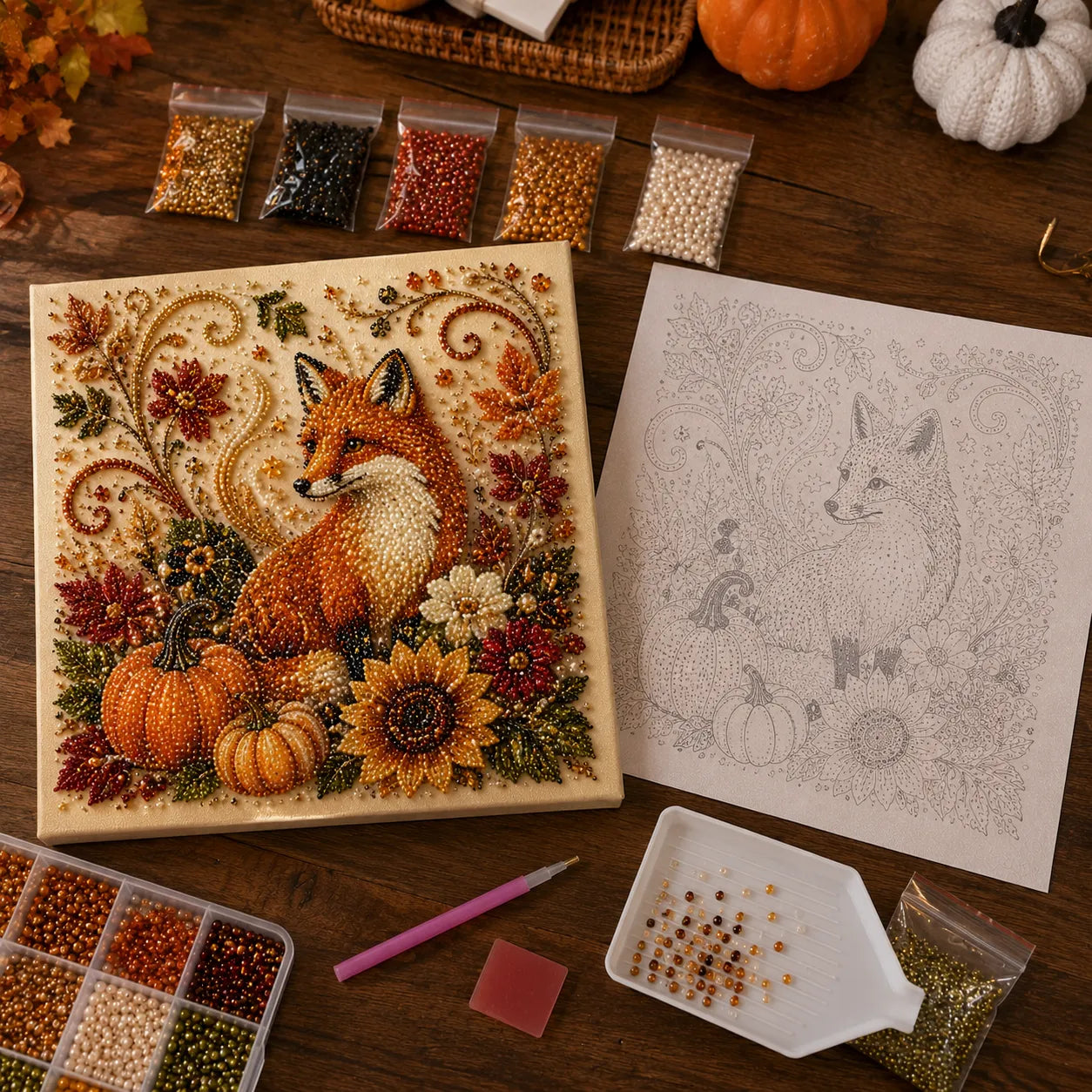 🍂💎 Autumn Pearl Painting Kit – Relaxing DIY Craft to Create Sparkling Fall Artwork 🖌️