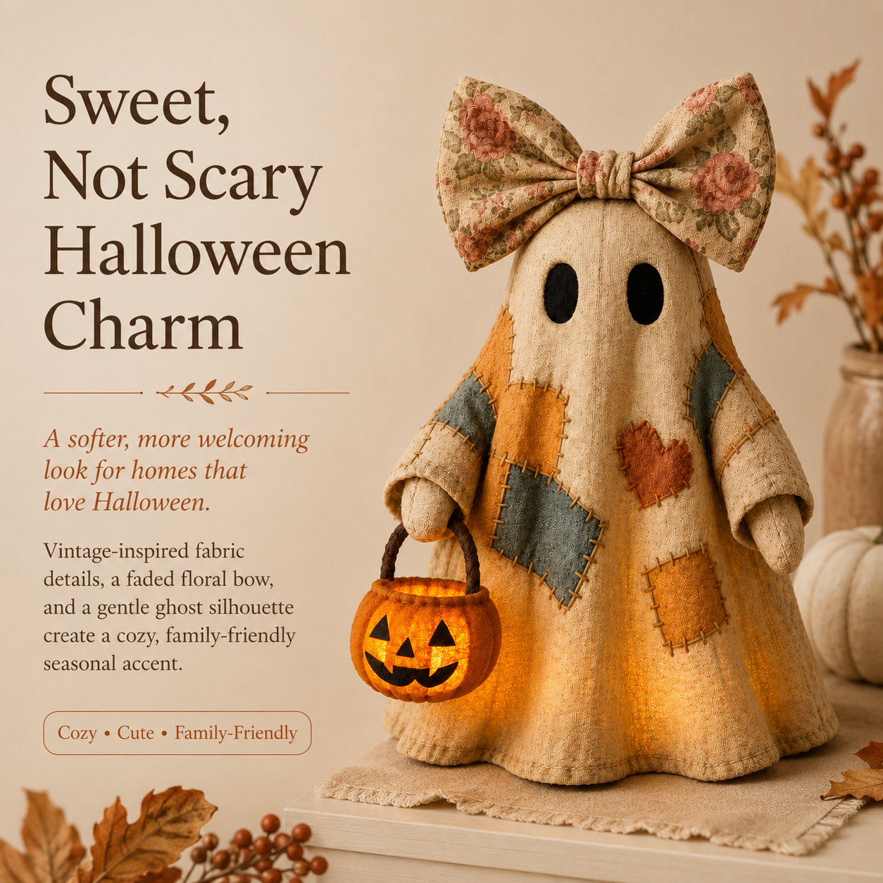 👻Lighted Vintage Patchwork Ghost
