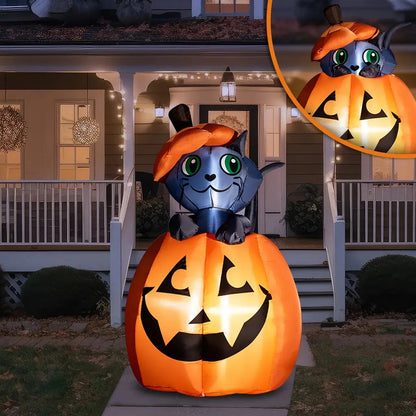 🐱HALLOWEEN FLASH SALE: 5FT INFLATABLE CAT ON PUMPKIN — THE ULTIMATE YARD DECORATION!🐱