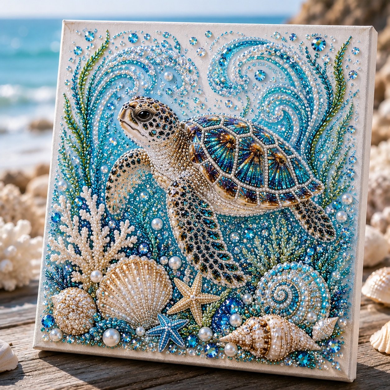 🌊✨💯Ocean Theme Pearl Art DIY Kit – Relaxing DIY Craft to Create Stunning Coastal Artwork