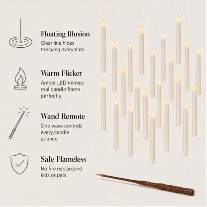 Wand-Controlled Floating Flameless LED Candles