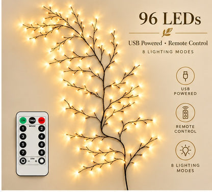 Enchanted Willow Vine Christmas Lights – 8 Lighting Modes & Warm White Glow