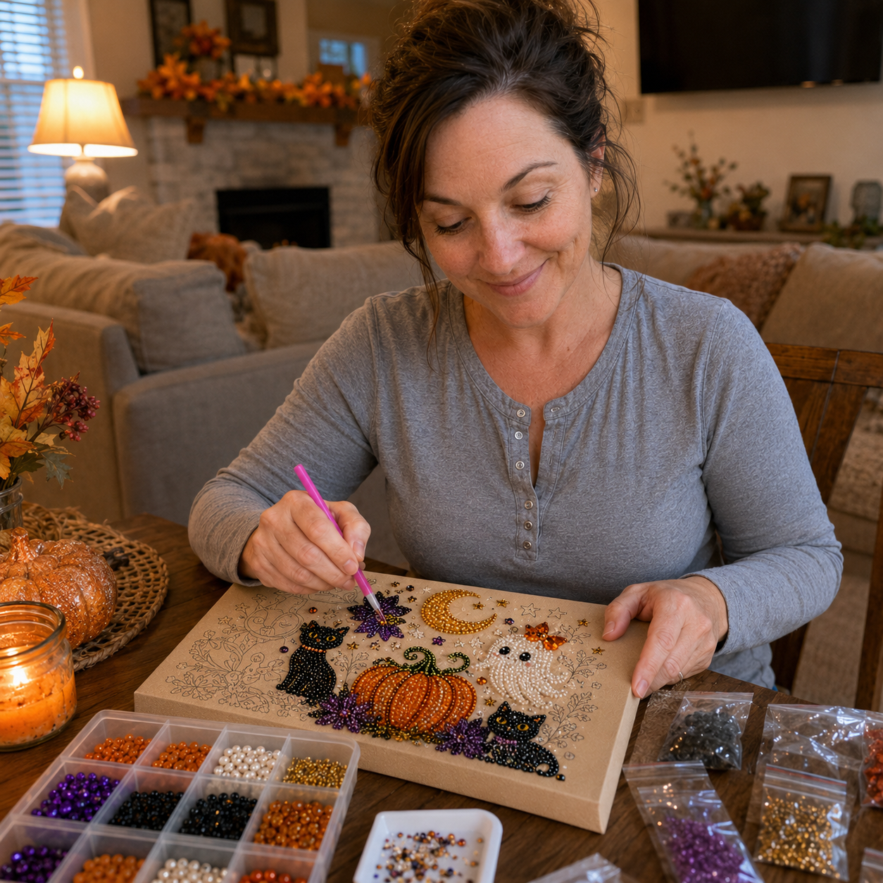 👻✨ Halloween Pearl Art DIY Kit – Turn Tiny Pearls into Spooky-Cute Magic
