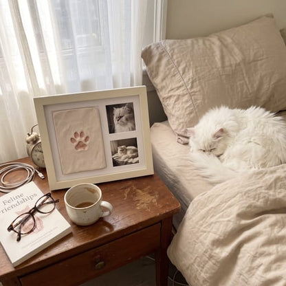 🐾DIY clay paw-print keepsake frame with space for two photos