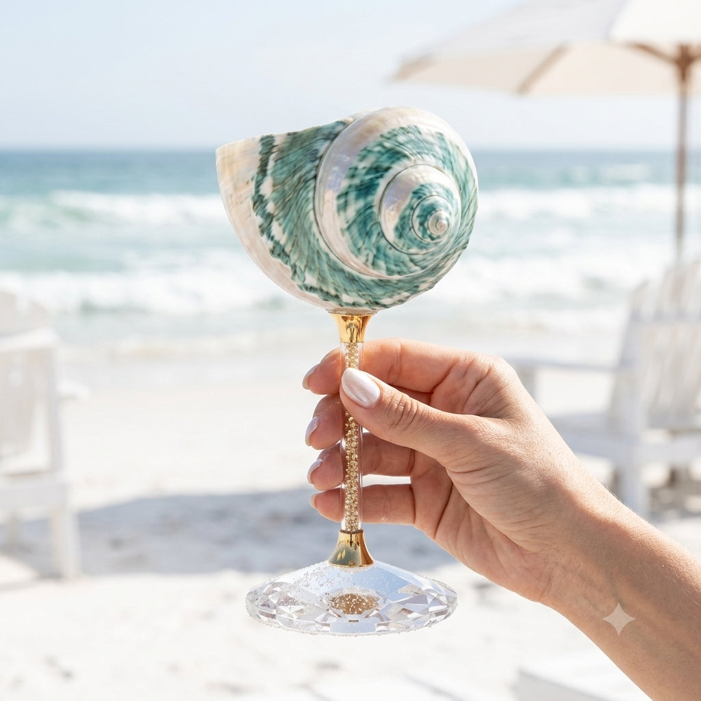 🐚Sea Shell Wine Glass | Handmade Coastal Decor