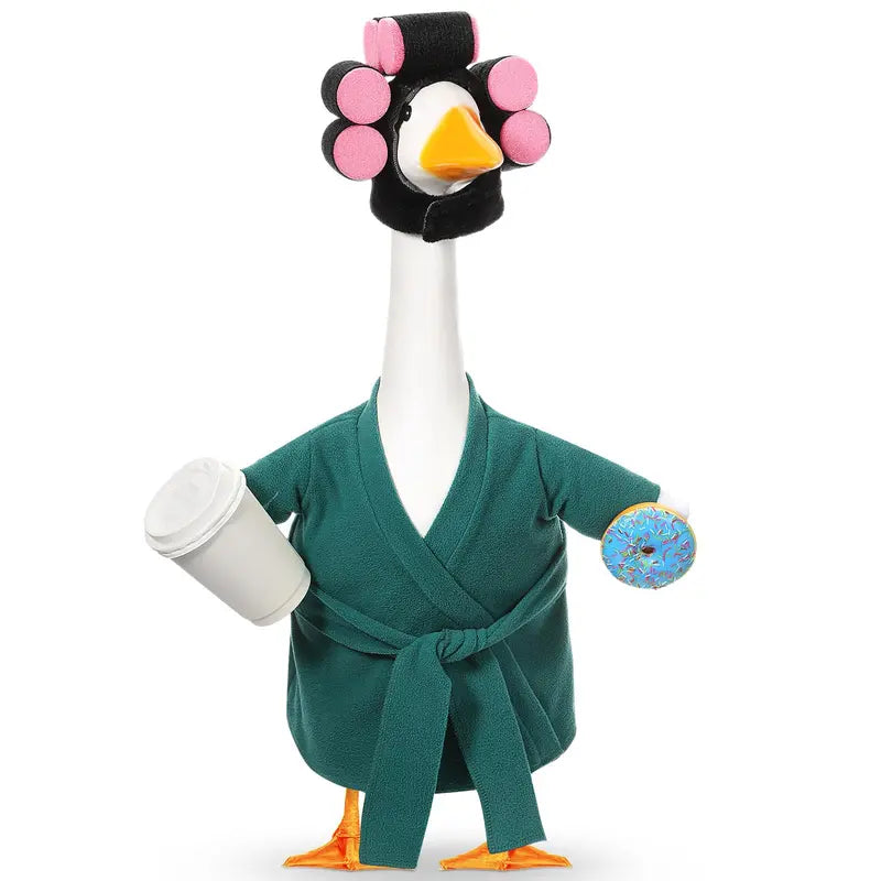 🦢Lady Porch Goose Outfit Bathrobe for 23'' Cement Plastic Porch Goose Statue❤️🤍💙