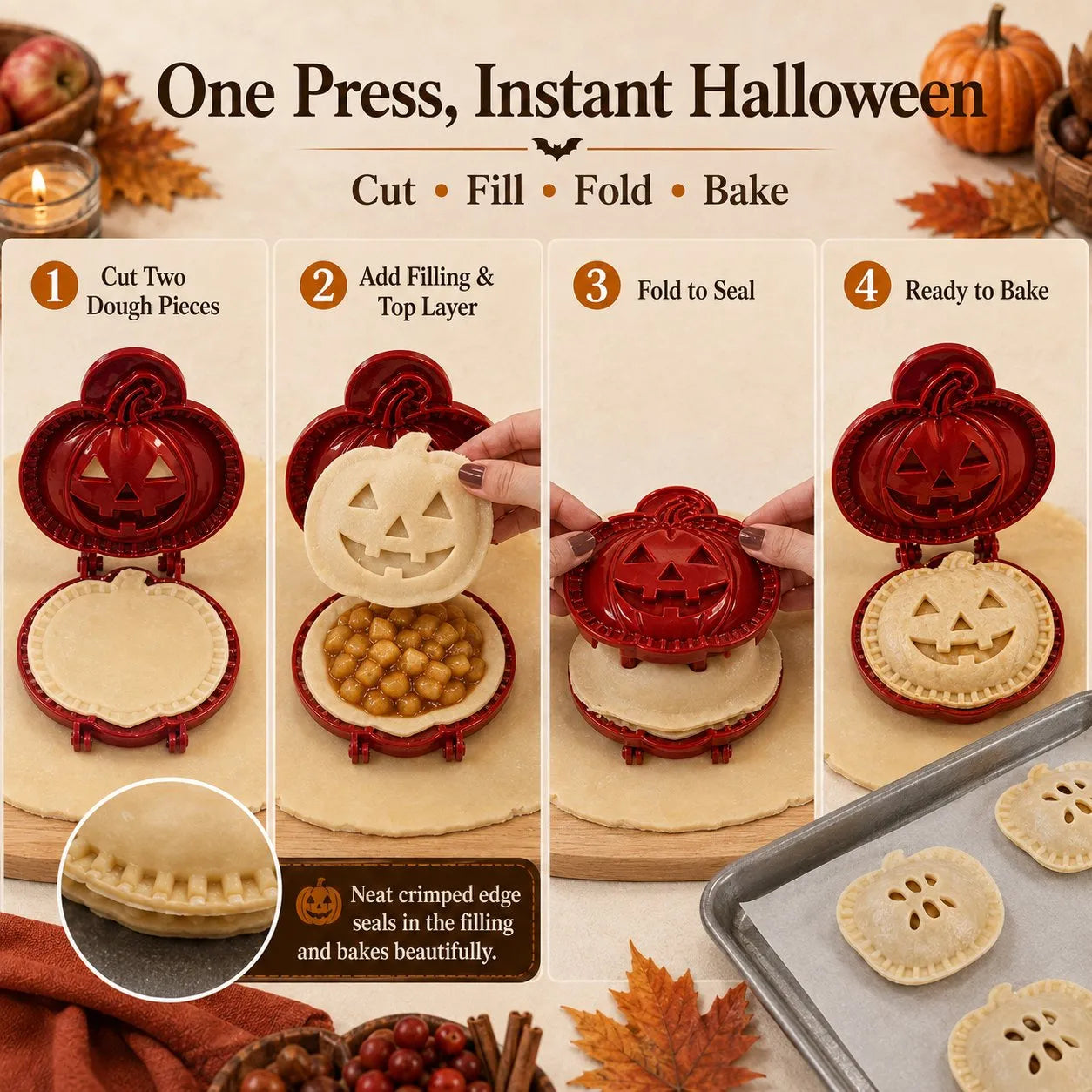 🎃 8-Piece Halloween Mini Hand Pie Mold Set
