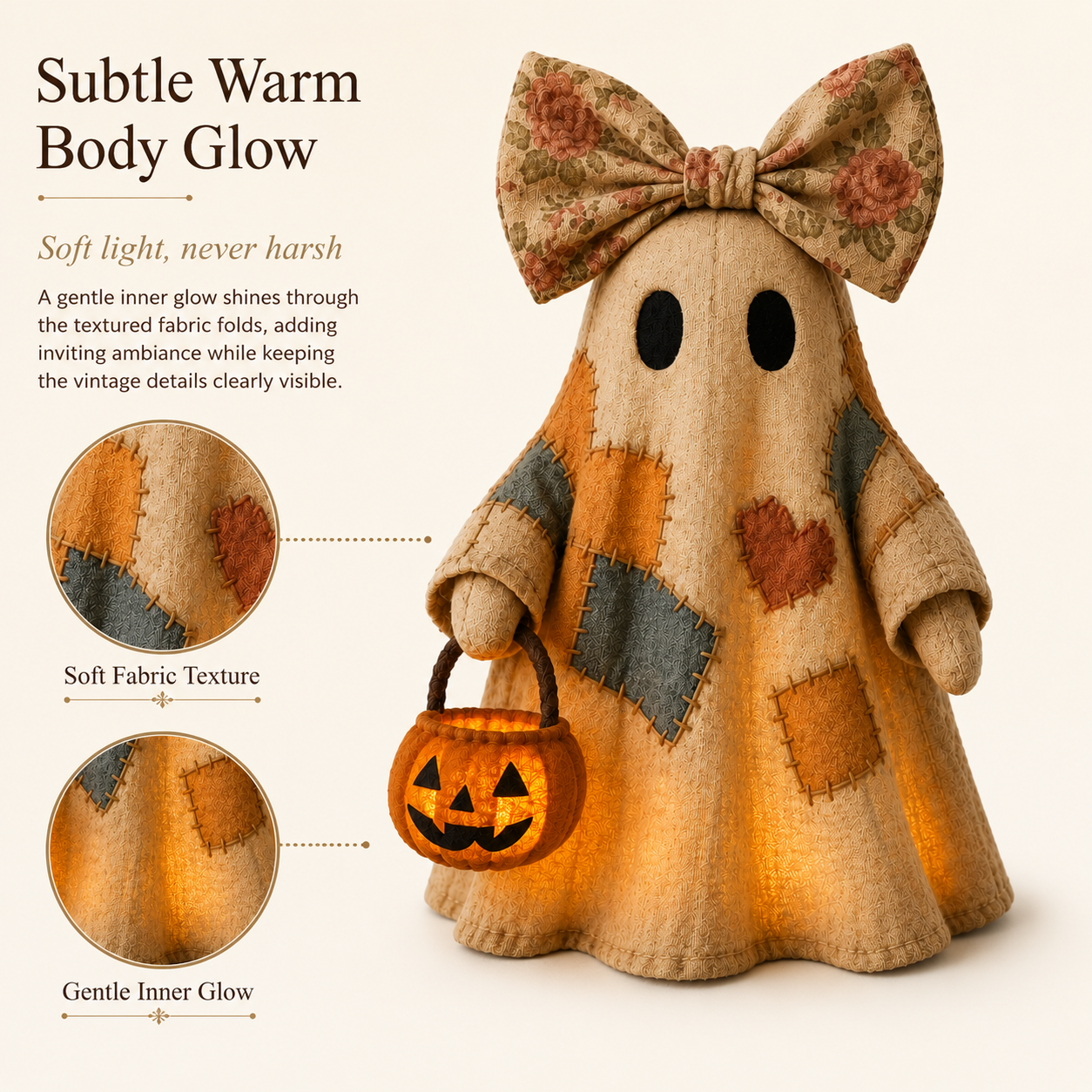 👻Lighted Vintage Patchwork Ghost