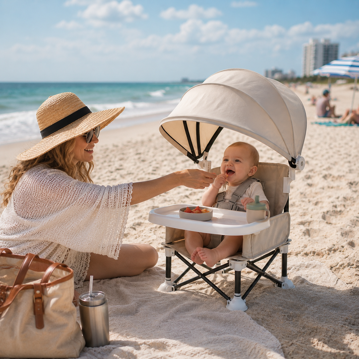 👶 Portable Baby Travel Seat | Feed Anywhere, Fold in Seconds