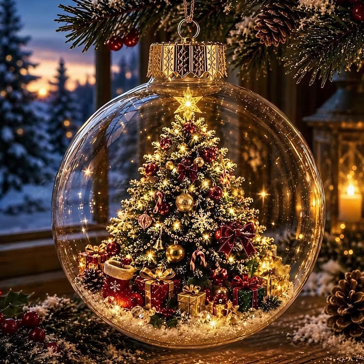 🎄Glowing Christmas Diorama Ornament – A Tiny Winter World in the Palm of Your Hand👼