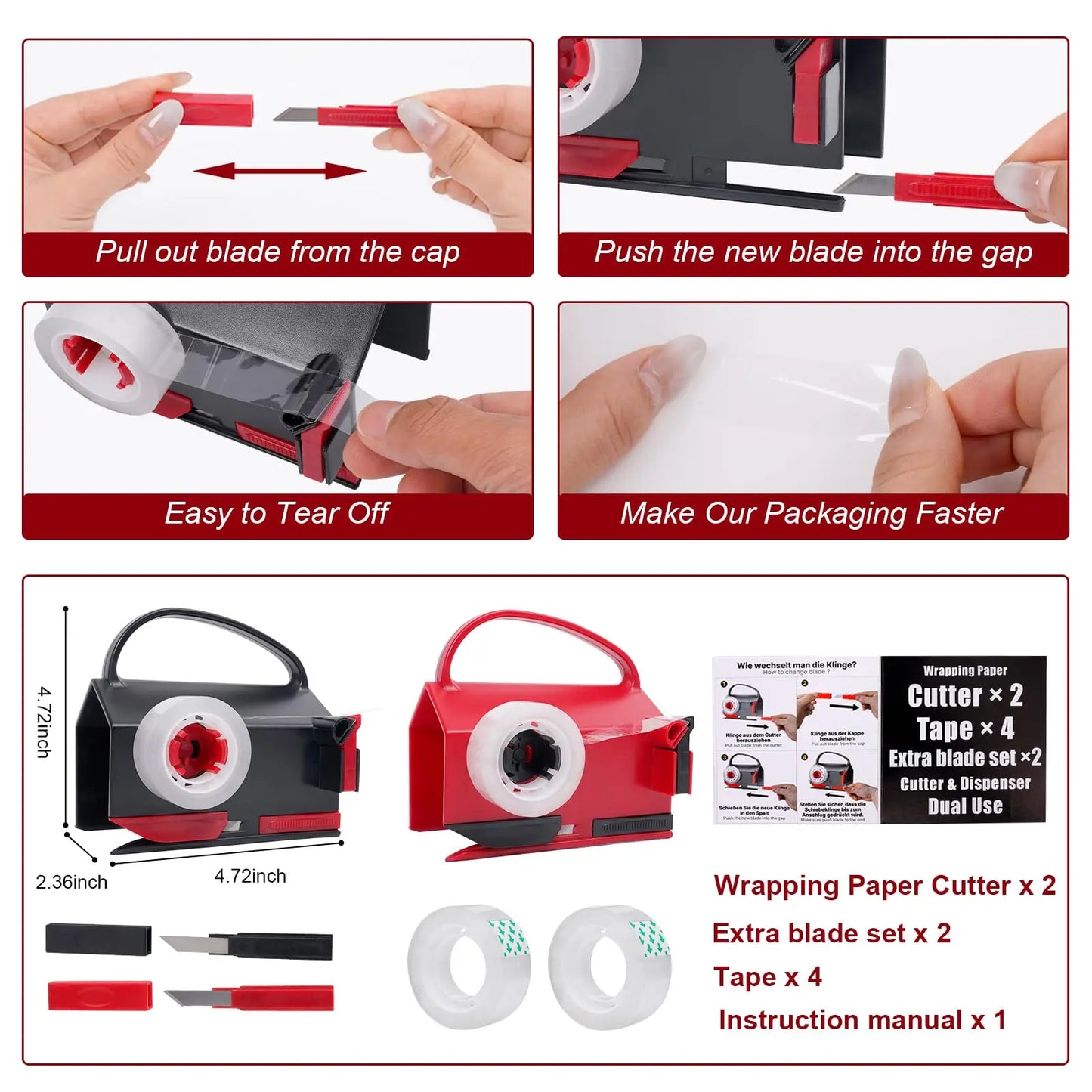 🎁 2-in-1 Wrapping Paper Cutter & Tape Dispenser