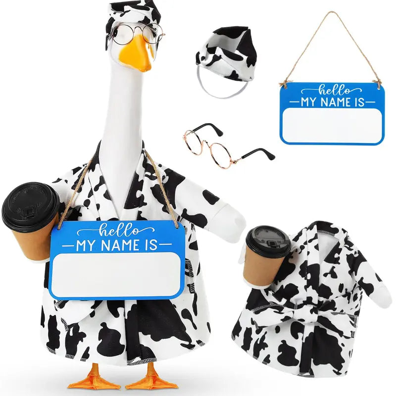 🦢Lady Porch Goose Outfit Bathrobe for 23'' Cement Plastic Porch Goose Statue❤️🤍💙