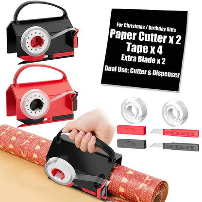 🎁 2-in-1 Wrapping Paper Cutter & Tape Dispenser