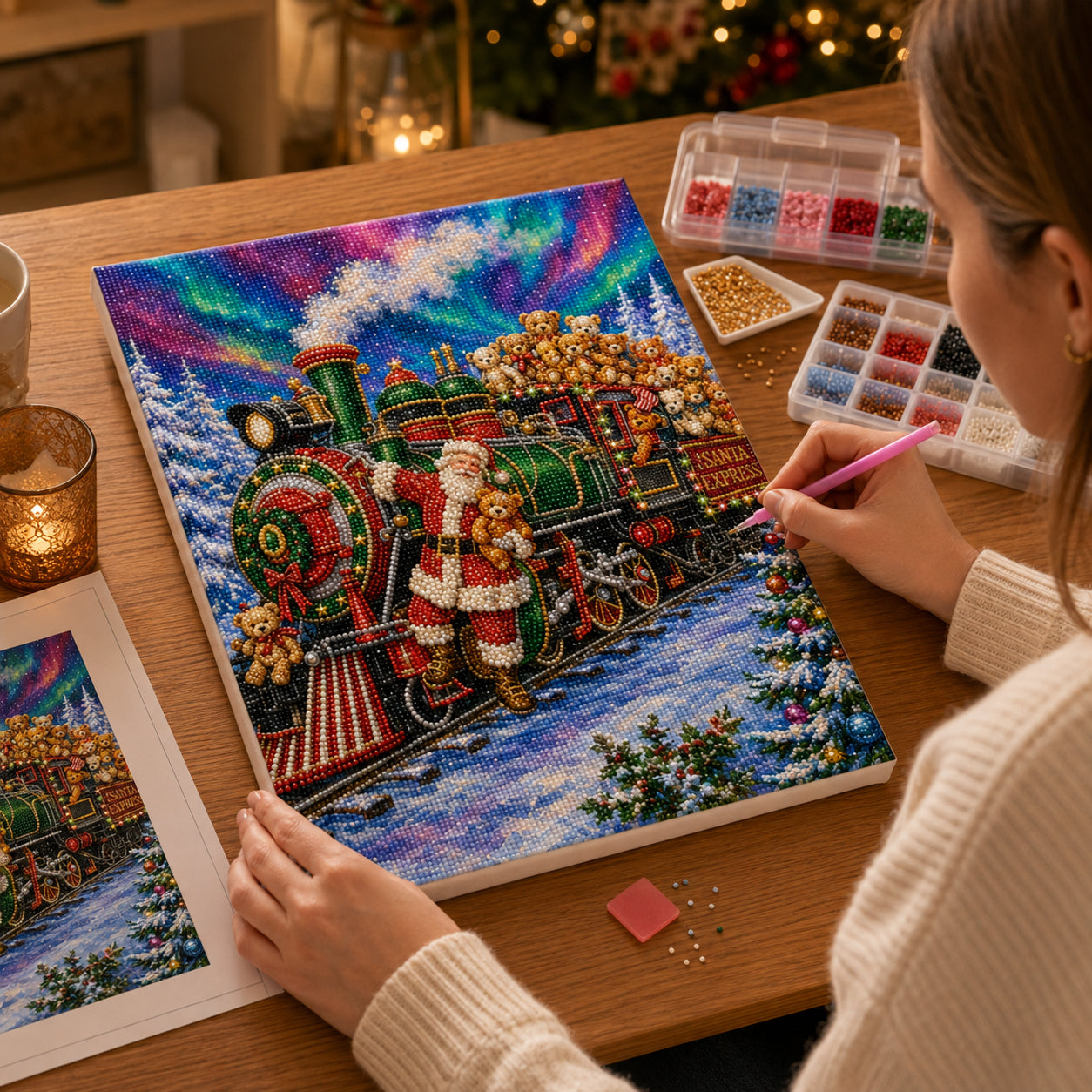 3D Christmas Pearl Art DIY Canvas Kit