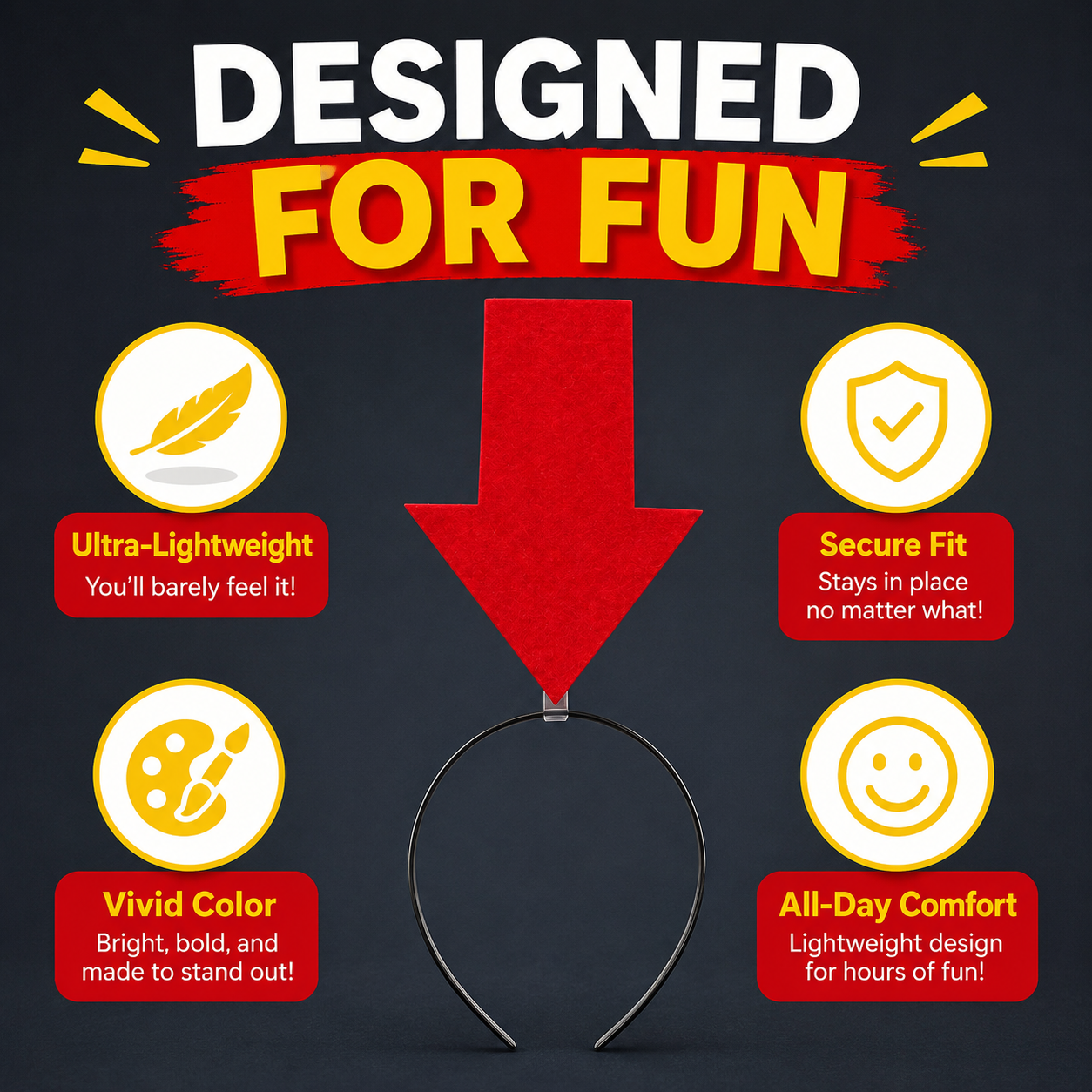 Red Arrow Locator Headband – Funny Gift for Girlfriend at Festivals or Crowds