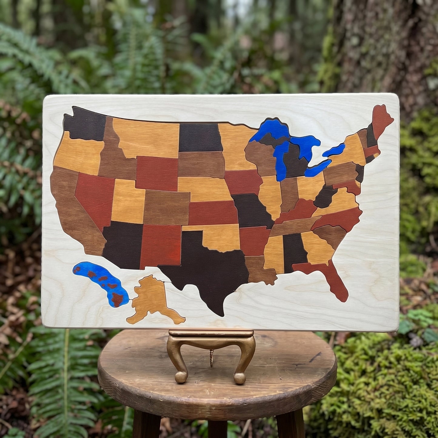 🇺🇸 America 250th Anniversary Handmade 50-State Wooden Puzzle Map