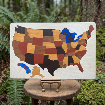 🇺🇸 America 250th Anniversary Handmade 50-State Wooden Puzzle Map