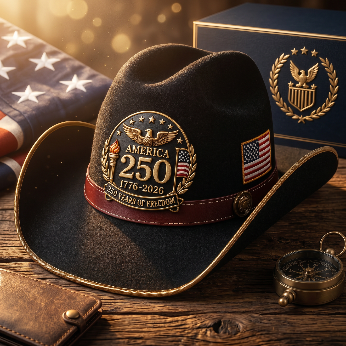 🇺🇸 Father's Day Sale –America 250th Anniversary Patriotic Western Cowboy Hat 🔥