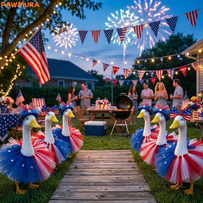 🇺🇸 Patriotic Porch Goose Outfit – Red White & Blue Tutu Dress🏡