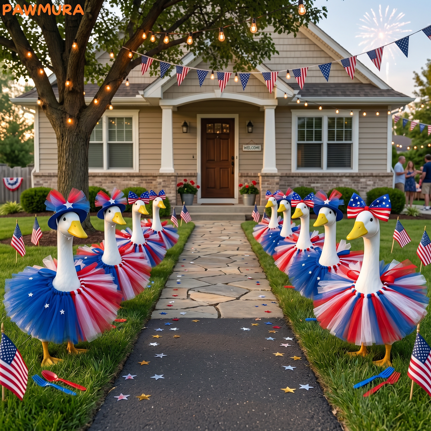🇺🇸 Patriotic Porch Goose Outfit – Red White & Blue Tutu Dress🏡