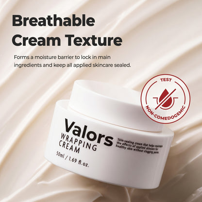 Valors Skin Wrapping Cream, PDRN Ceramide Moisturizer for Dewy Glass Skin, Skin Barrier Hydration