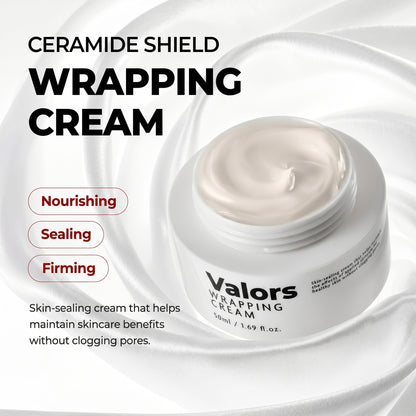 Valors Skin Wrapping Cream, PDRN Ceramide Moisturizer for Dewy Glass Skin, Skin Barrier Hydration
