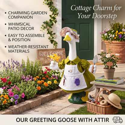 🦢VALORS TOP™Gardener Porch Goose Outfit for 23" Plastic/ Cement Goose Statues