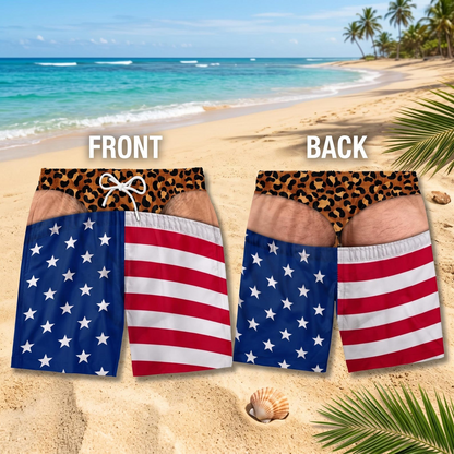 Funny Men’s Swim Trunks, Fake Underwear Hawaian Beach Shortss