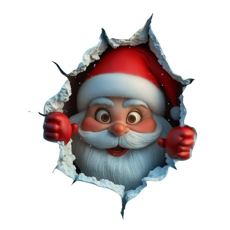 Santa Breaking Through The Wall