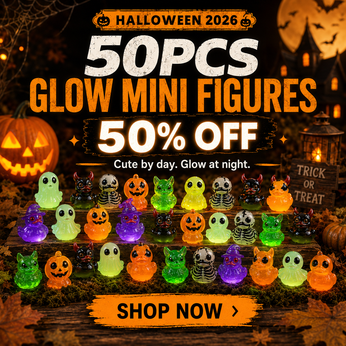 🦇LIMITED-TIME 50% OFF! 👻🦆 Mini Duck figures with light-up effect — Small, spooky decorative figures made of resin