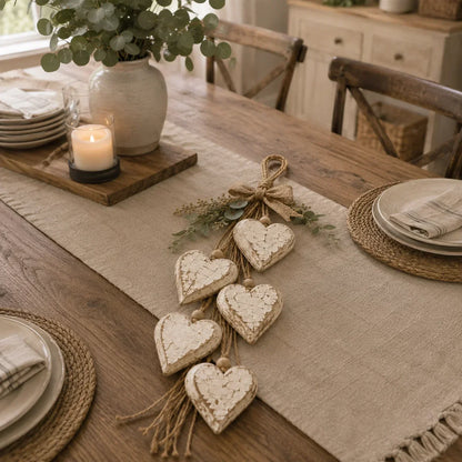 Rustic Hanging Heart Wall Decor with Optional Warm Lights