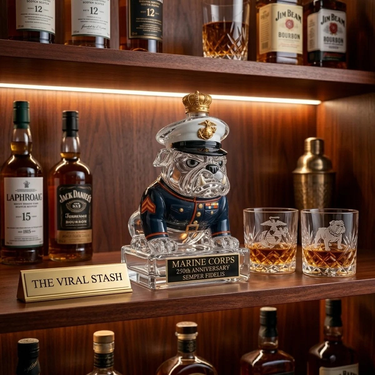 🔥🔥🔥250th Anniversary Military-Inspired Bulldog Whiskey Decanter Set