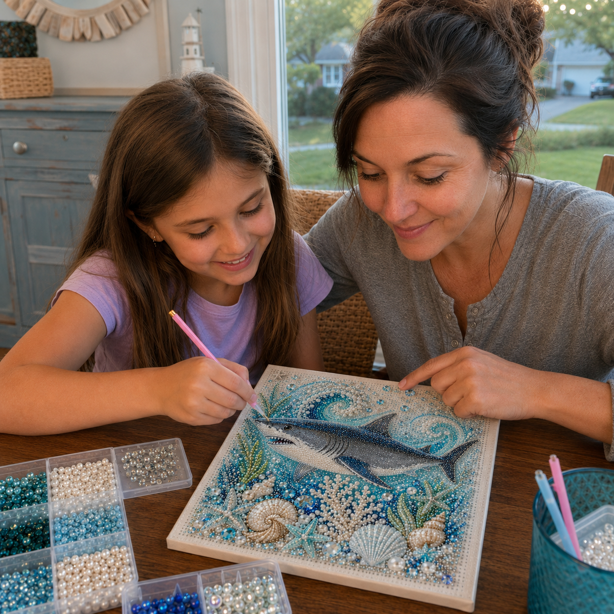 🌊✨💯Ocean Theme Pearl Art DIY Kit – Relaxing DIY Craft to Create Stunning Coastal Artwork