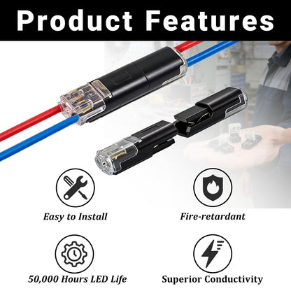 🔌100 Pcs 2-Pin Low Voltage Wire Connectors with Locking Buckle