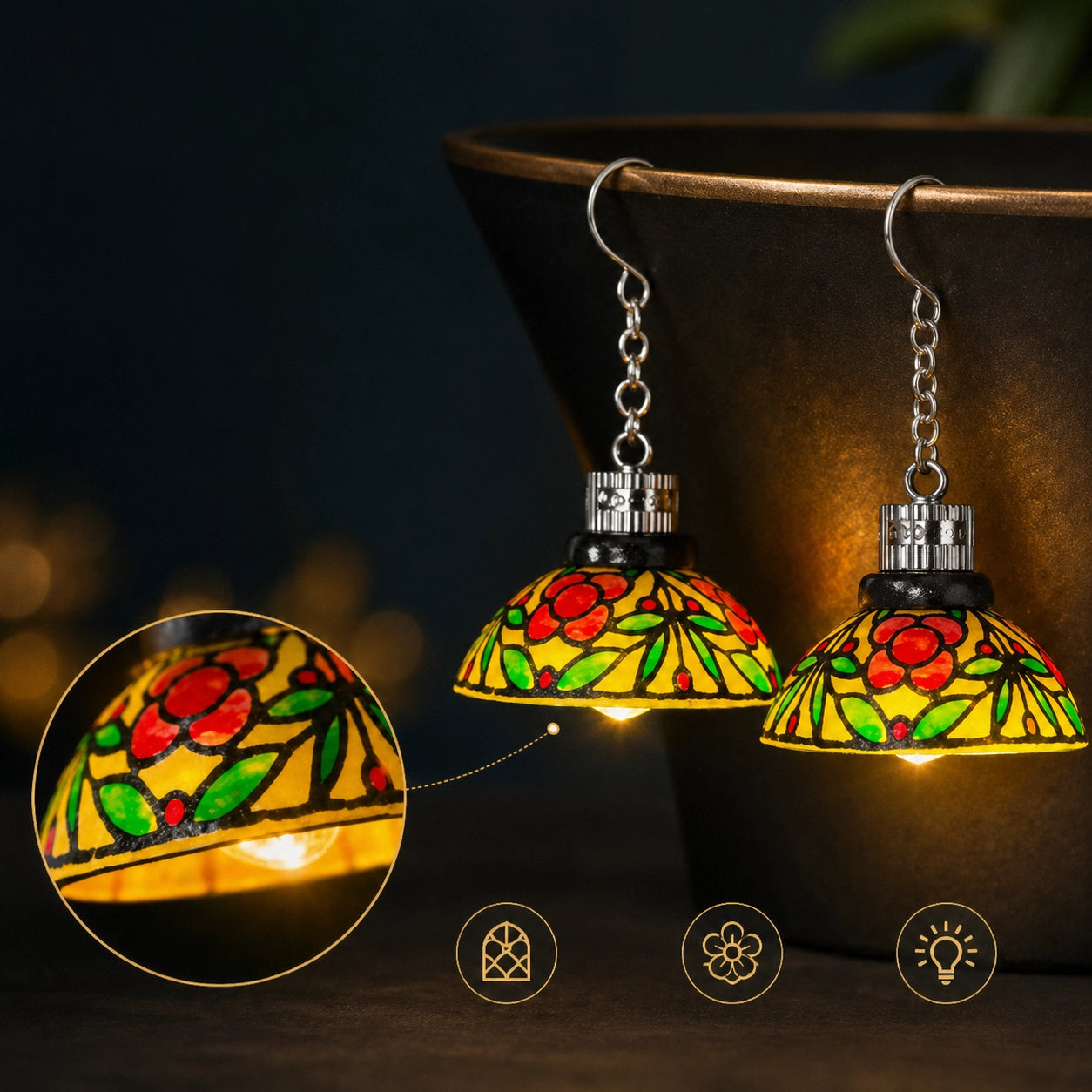 Handmade Vintage Light-Up Chandelier Earrings