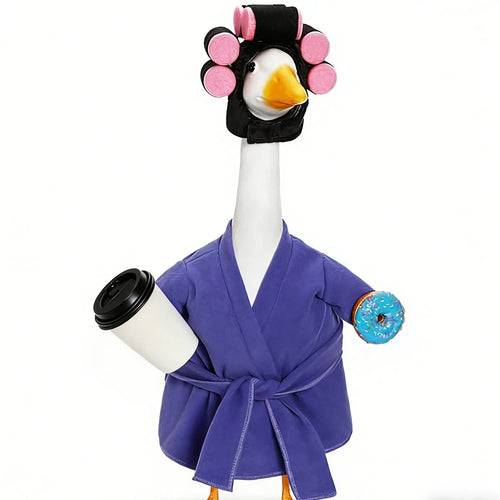 🦢Lady Porch Goose Outfit Bathrobe for 23'' Cement Plastic Porch Goose Statue❤️🤍💙
