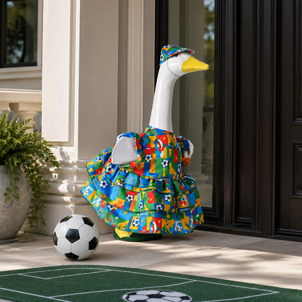 🦢VALORS TOP™World Cup Porch Goose Outfit for 23" Plastic/ Cement Goose Statues
