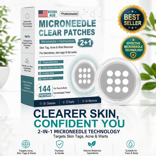 2-in-1 Microneedle & Hydrocolloid Patch 🌿 Invisible Face & Body Patches for Raised Moles, Acne, Flat Warts & Skin Tags - Helps Improve the Appearance of Wrinkles, Scars & Blemishes
