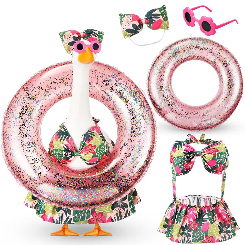 🦢Summer Porch Goose Outfit Bikini for 23" Plastic/ Cement Goose Statues❤️🤍💙