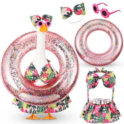 🦢Summer Porch Goose Outfit Bikini for 23" Plastic/ Cement Goose Statues❤️🤍💙