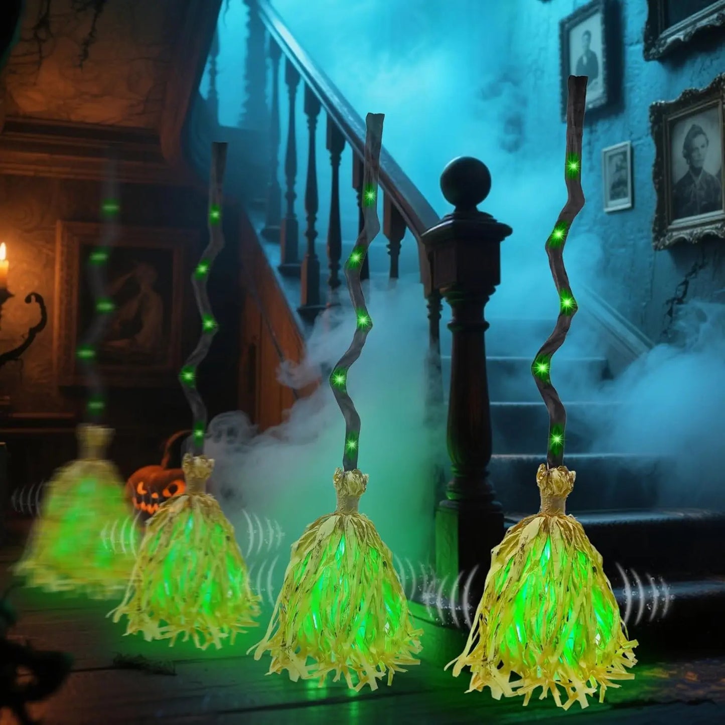 🧙‍♂️Witches Broom Halloween Decor - 35" Animated Light up Moving Broomstick