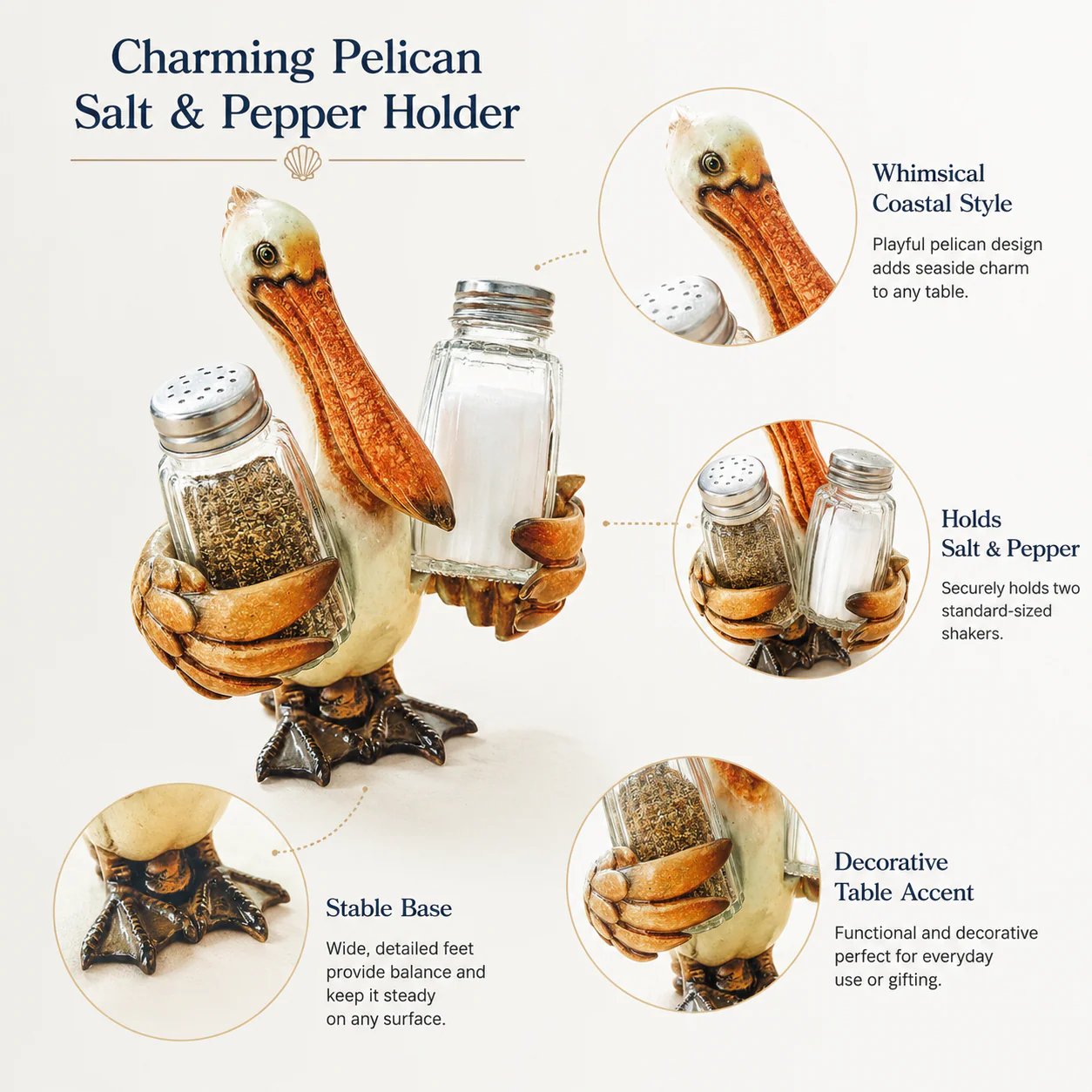 ⚡Hot Sales 🔥Coastal Animal Salt & Pepper Shaker Holder Set