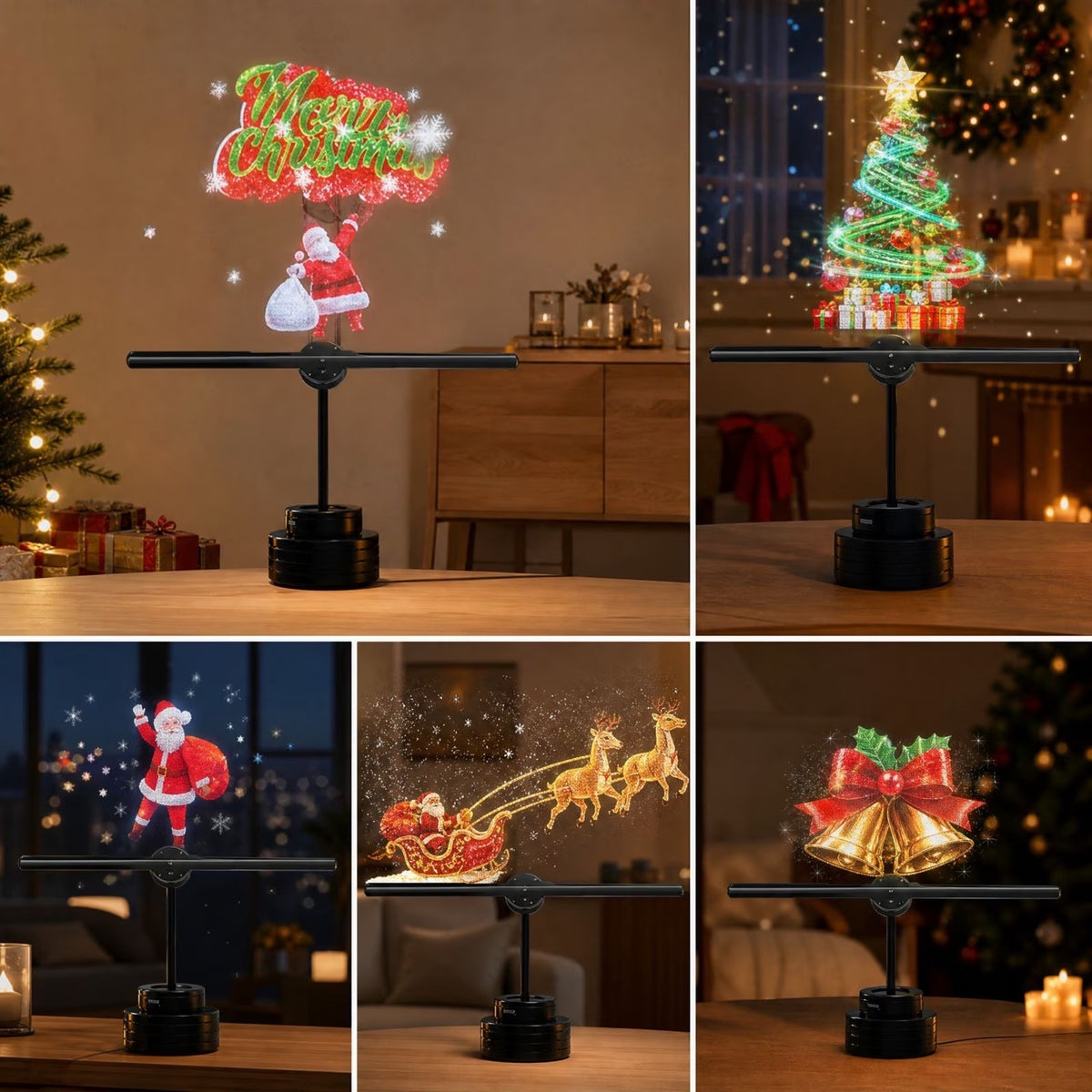 🎄LED Lamp Beads Christmas Naked Eye Holographic 3D Projection Fan