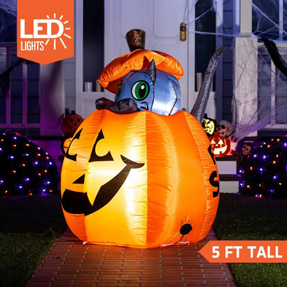 🐱HALLOWEEN FLASH SALE: 5FT INFLATABLE CAT ON PUMPKIN — THE ULTIMATE YARD DECORATION!🐱