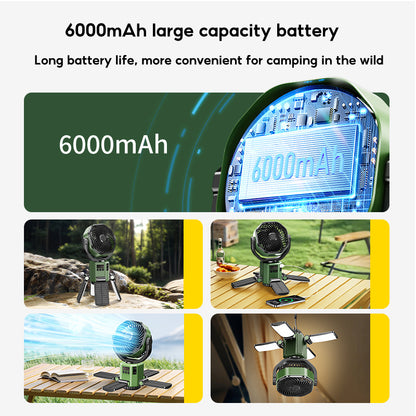 Solar Camping Fan 20000mAh Portable Air Conditioner Electric Cooling Desktop Rechargeable Fan Retractable Outdoor Spray Mist Fan